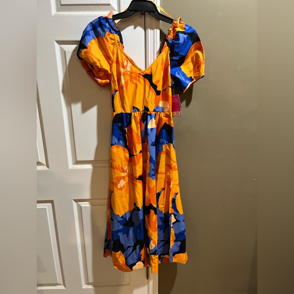 Tabitha Brown for Target collection Orange/Blue Floral midi, Size 8
